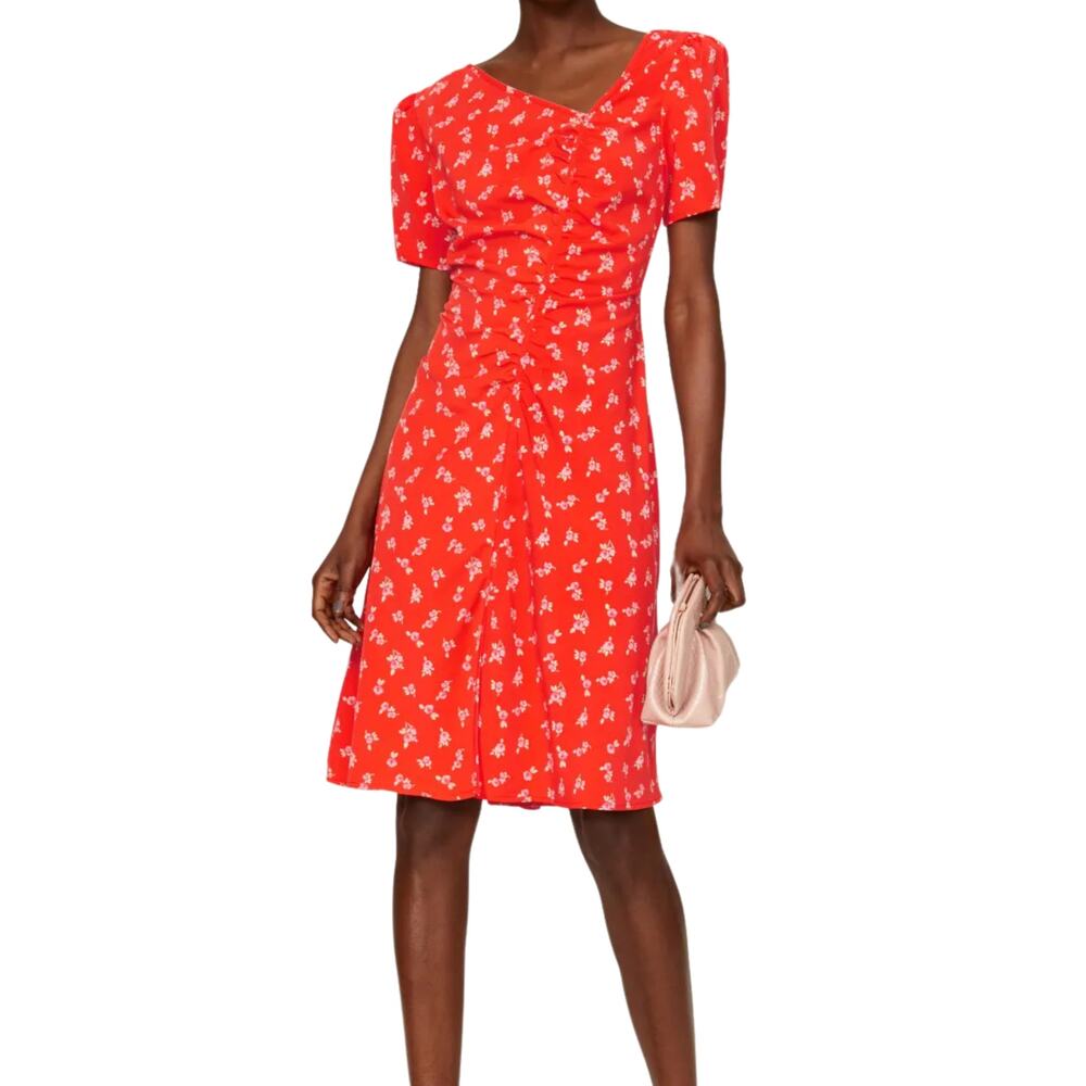 Love, Whit by Whitney Port Red Printed Dress - Size Medium